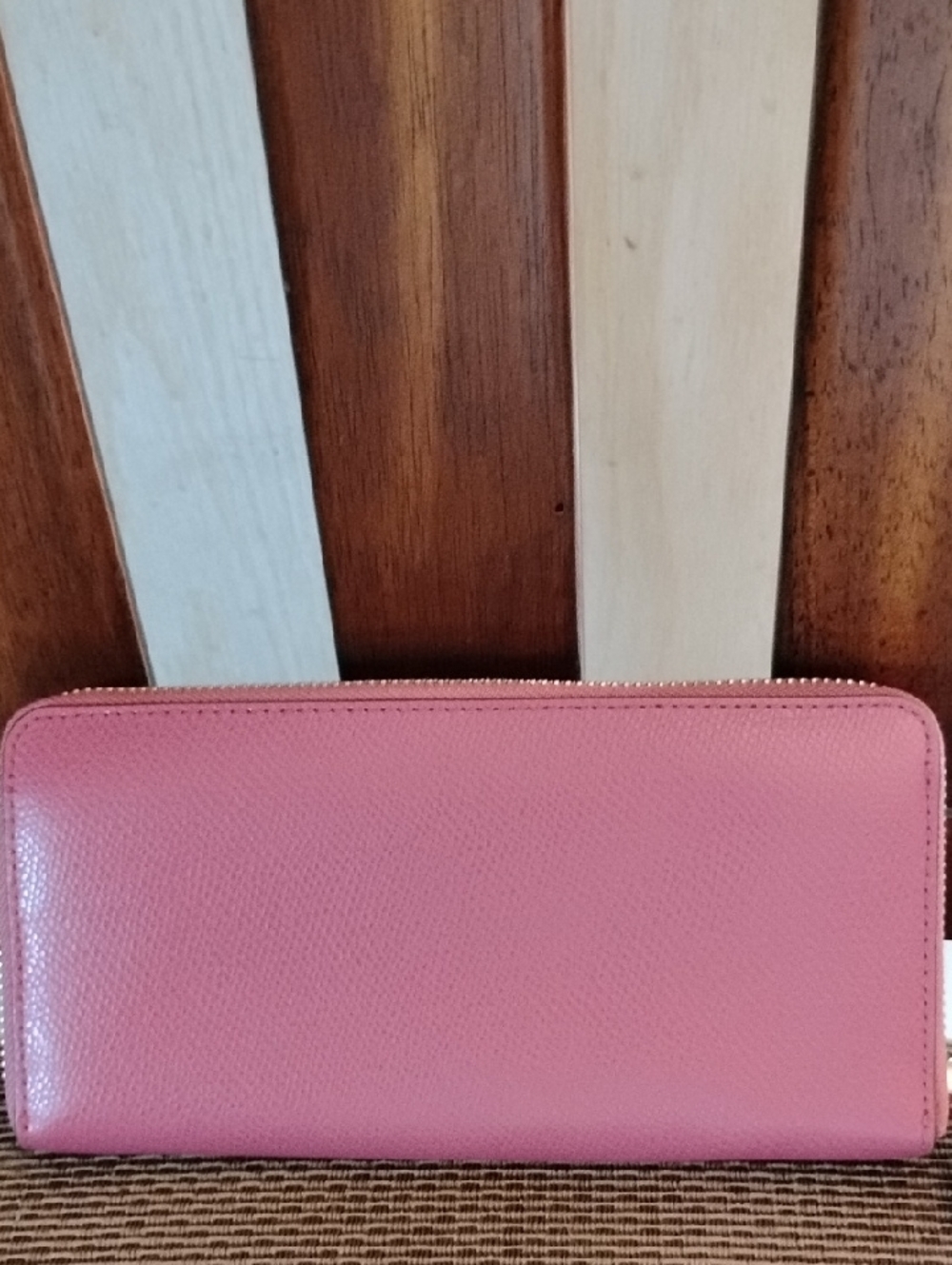 COACH Pink Pebble Zip Wallet with Silver Logo - Picture 3 of 5